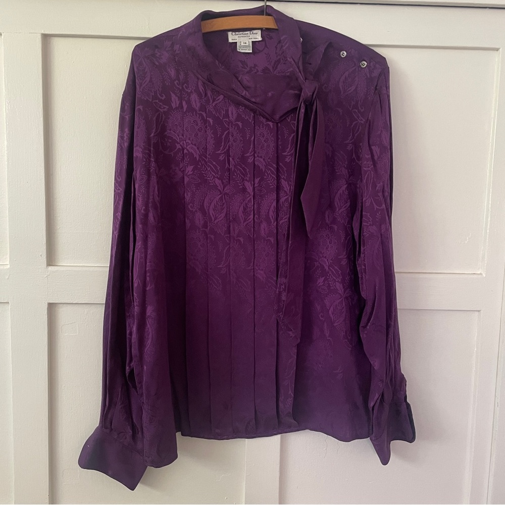 Vintage Dior Tie Neck Silk Blouse